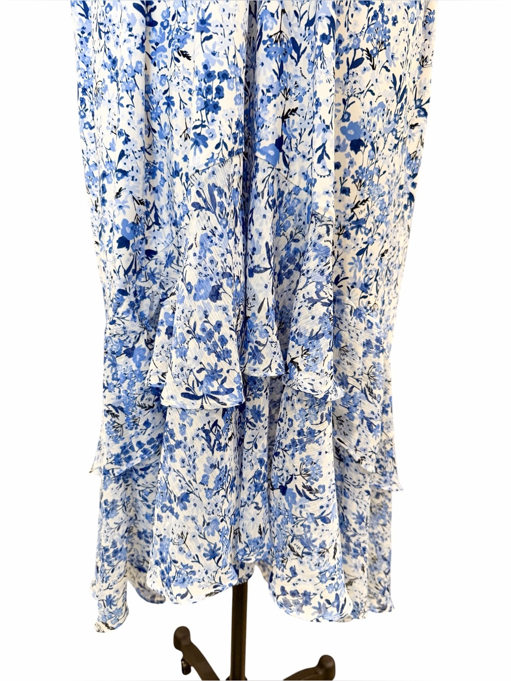 Tommy Hilfiger Floral Chiffon Hem Tiered Midi Dress Flutter Sleeve Blue 18W NWT - Picture 9 of 15